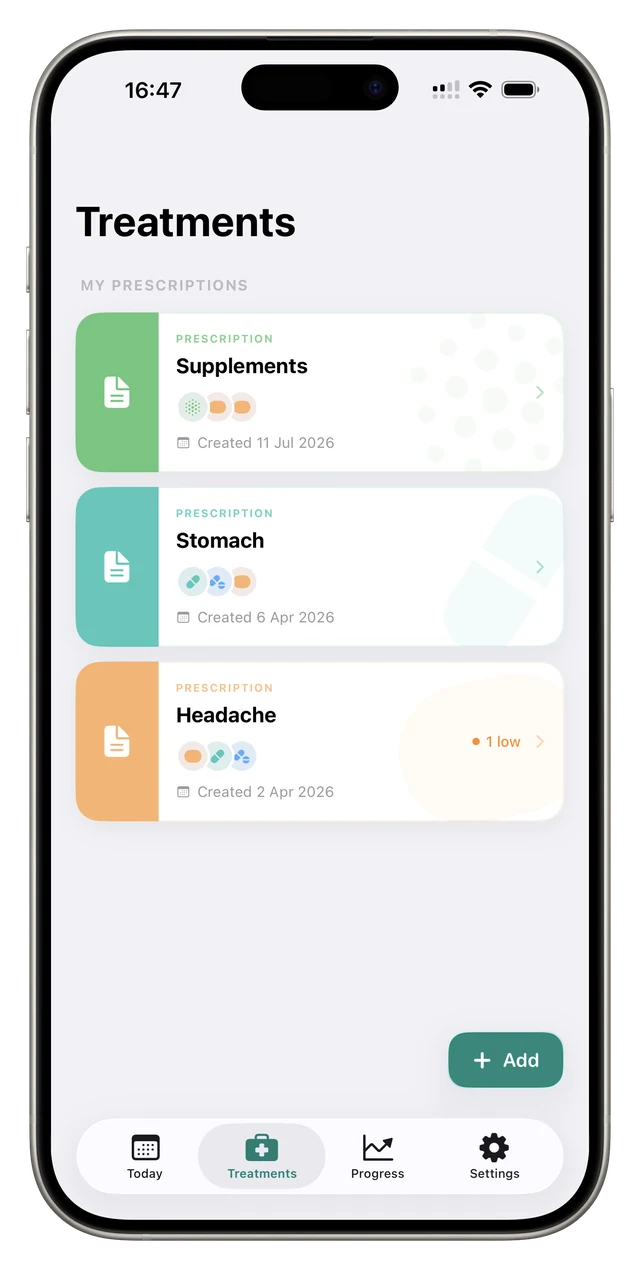 A list of prescriptions in Doz